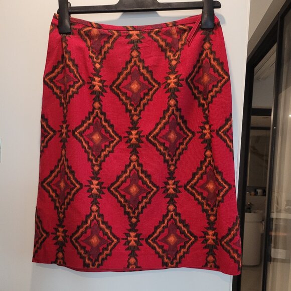Red Batik-pattern Skirt - Picture 1 of 6